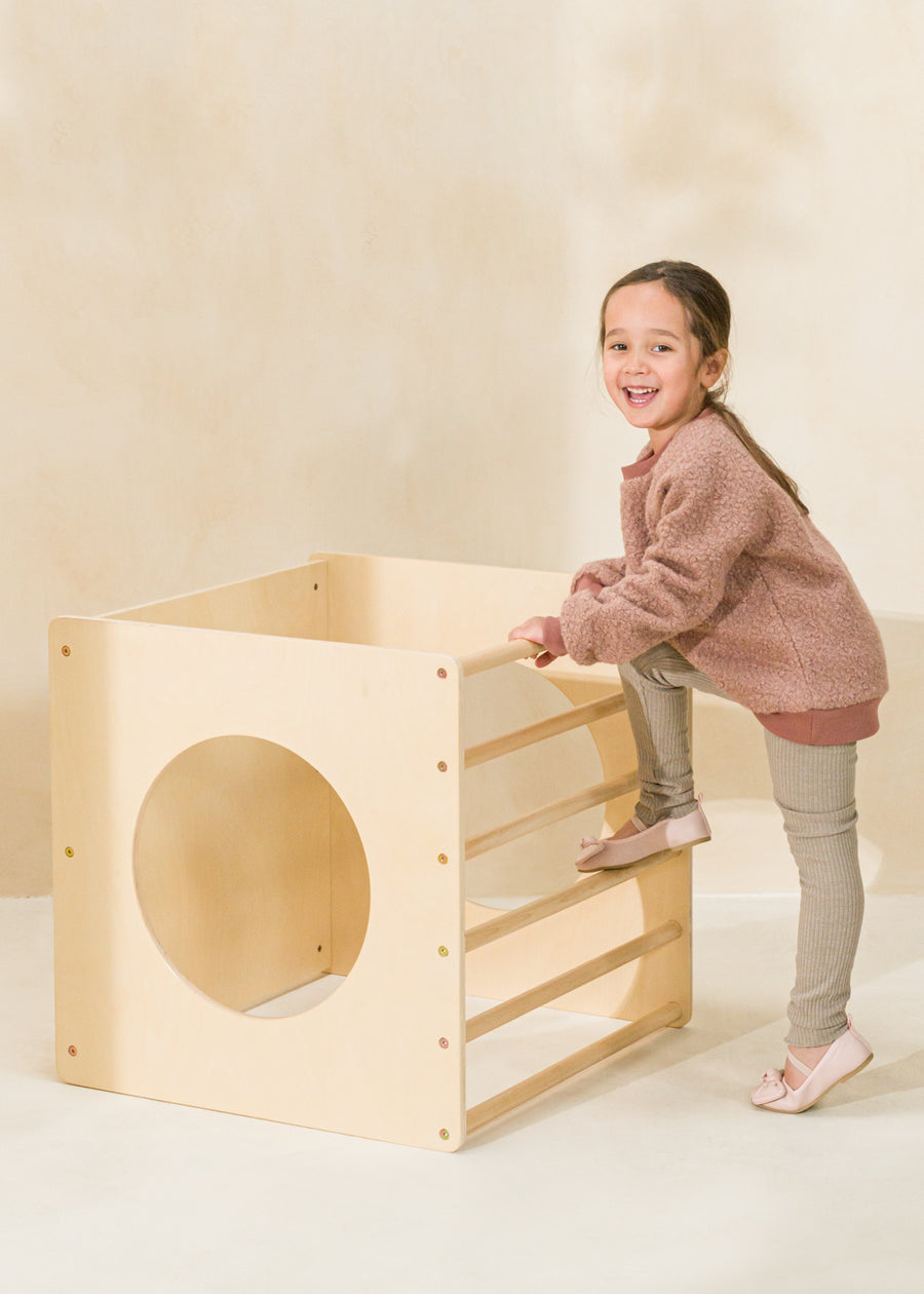 Montessori Ladder Climber Cube - NATURAL WOOD