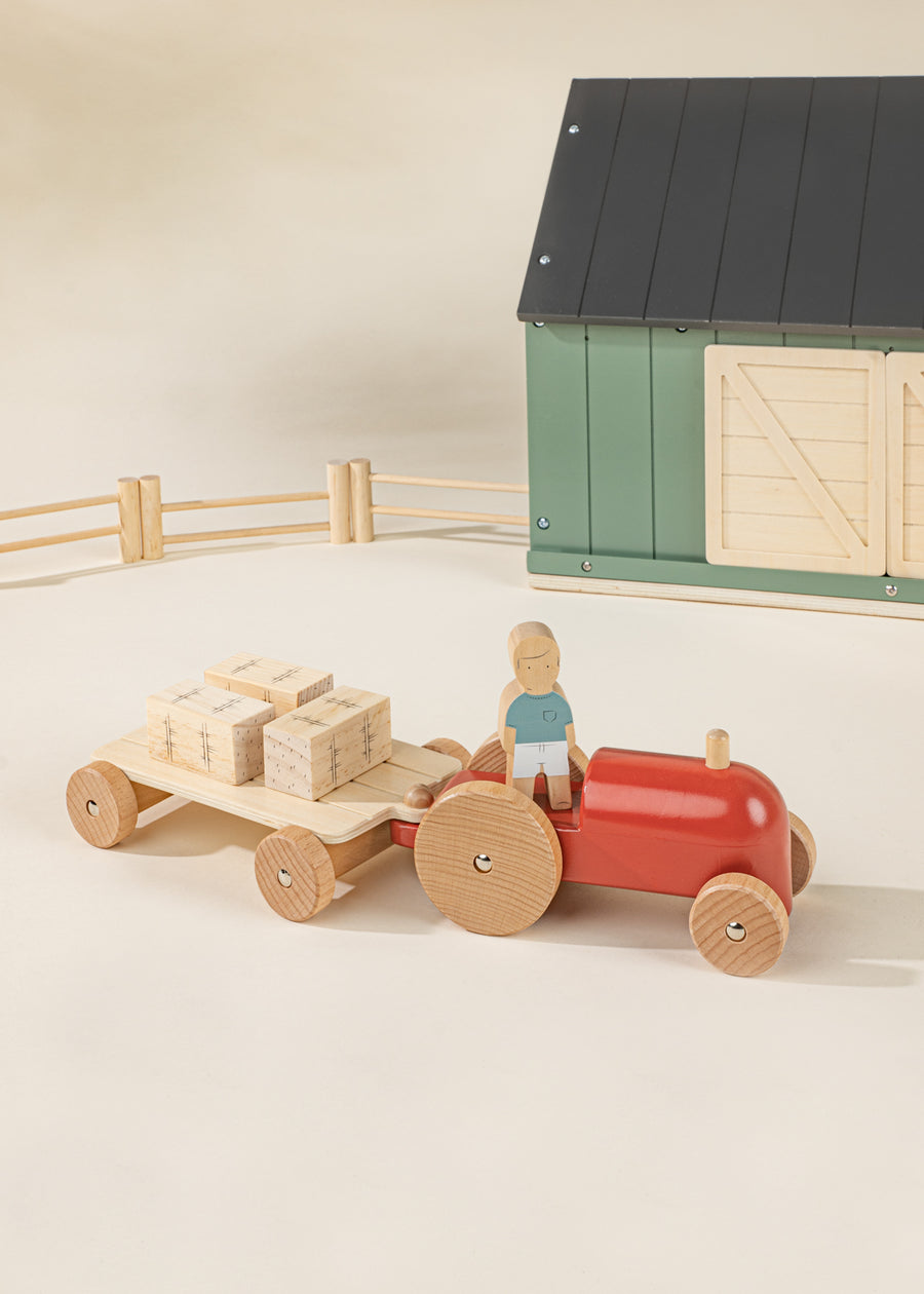 Tracteur de ferme en bois