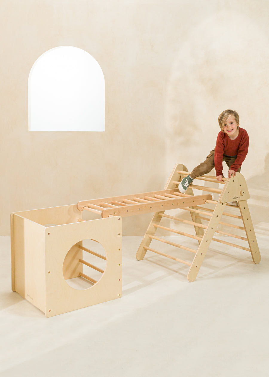 Montessori Ladder Climber Cube - NATURAL WOOD