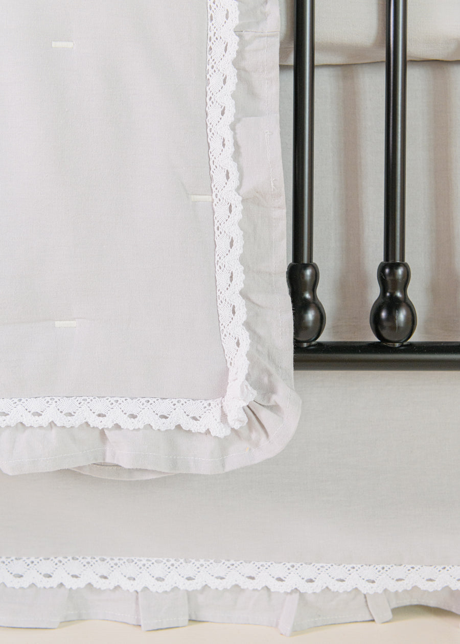 Organic Cotton & Linen Quilt Crib Size - GREY & CREAM