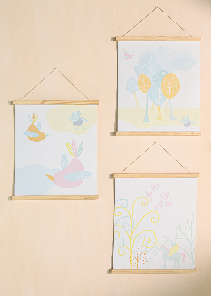 Hanging Poster Trio with Magnetic Wooden Frame Large - PINAKLE
