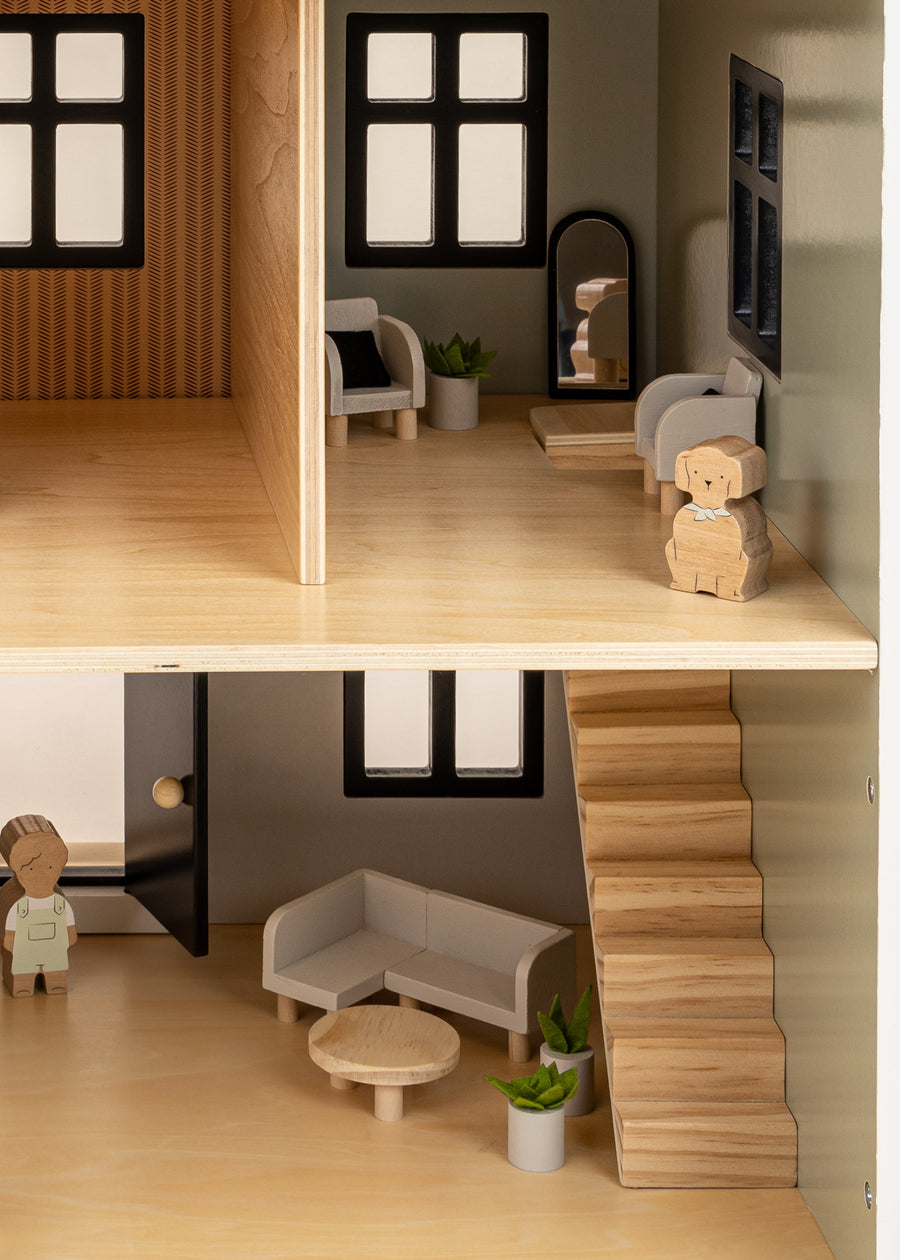 Wooden Doll House Living Room Furniture & Accessories (10 pcs)