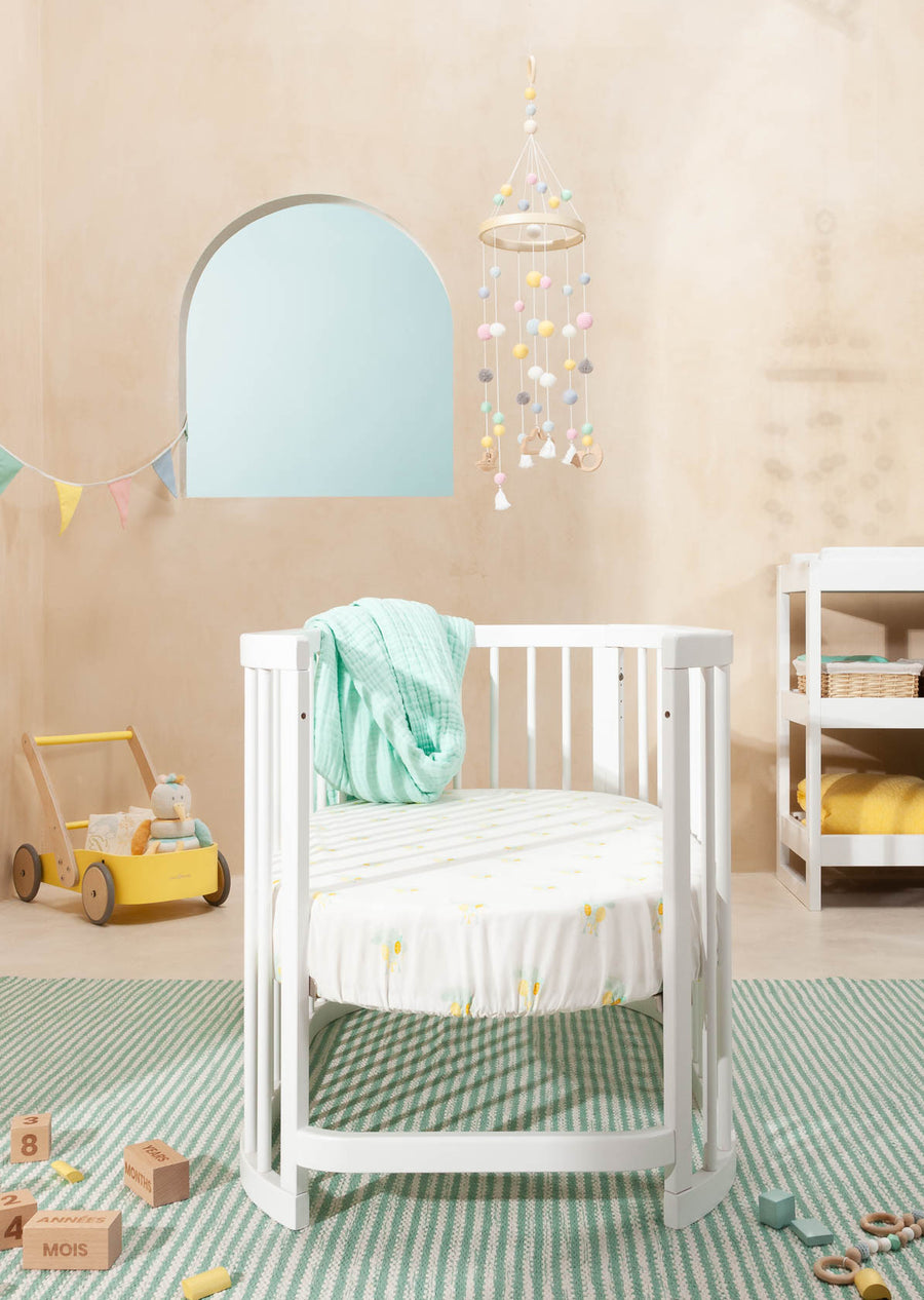 Oval Baby Crib  - WHITE