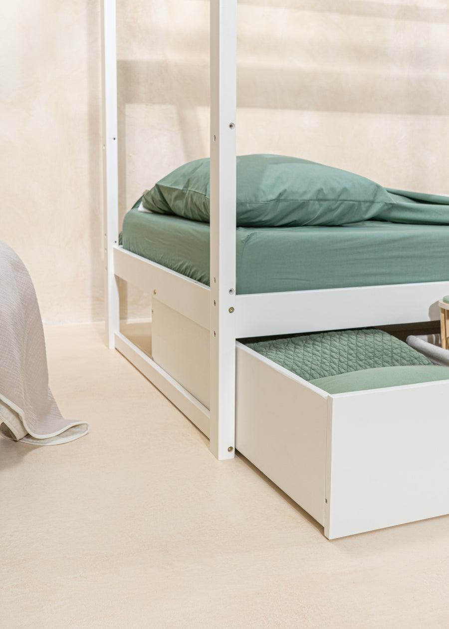 House bed with drawer - White
